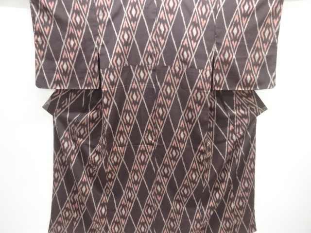 JAPANESE KIMONO / ANTIQUE TAISHO ROMANTIC DIAGONAL CHECKERED PATTERN W